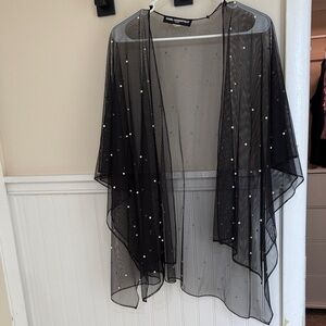 Karl Lagerfeld Black Sheer Beaded Wrap